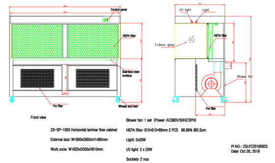 Laboratory Hepa Filter Horizontal Cleanroom Workbench